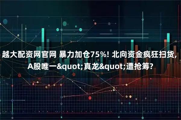 越大配资网官网 暴力加仓75%! 北向资金疯狂扫货, A股唯一"真龙"遭抢筹?